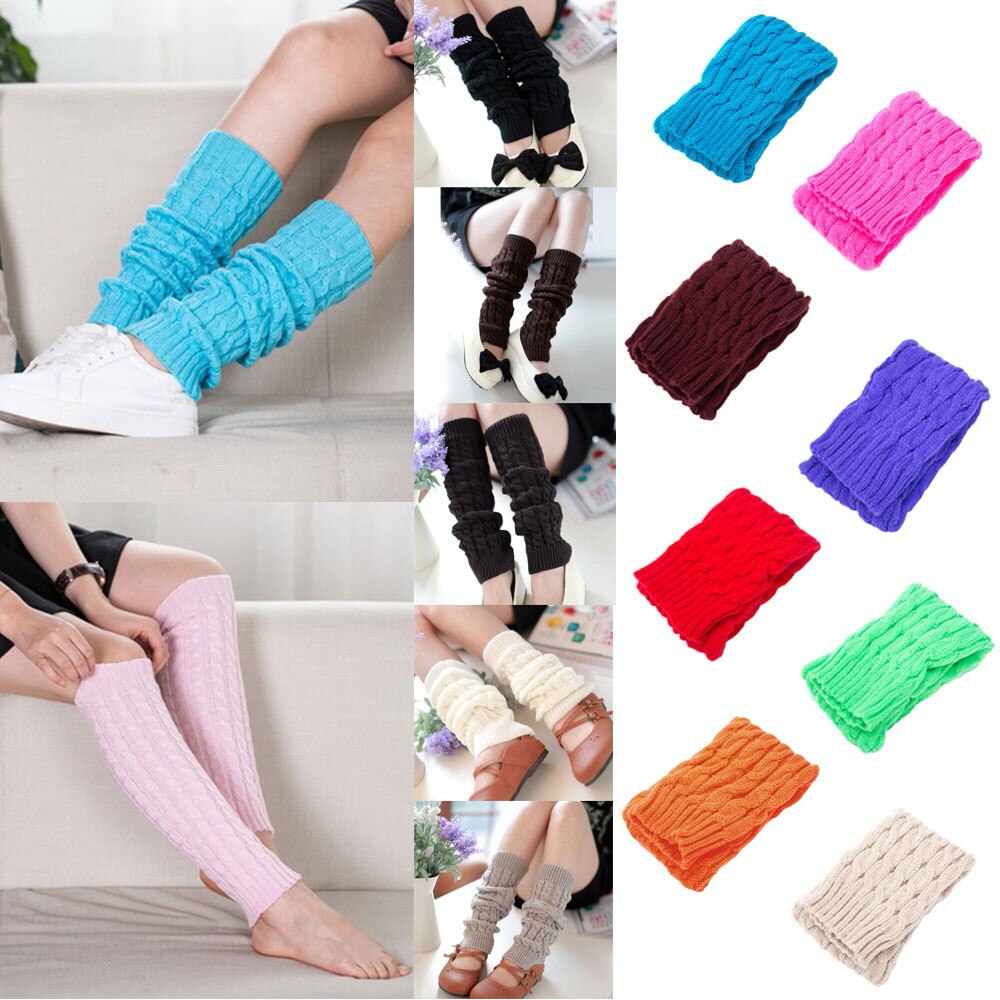 Women Winter Warm Leg Warmers Knitted Crochet Long Socks High Knee Socks Winter Warm Pashmina Cashmere Warm Legs Guantes #38