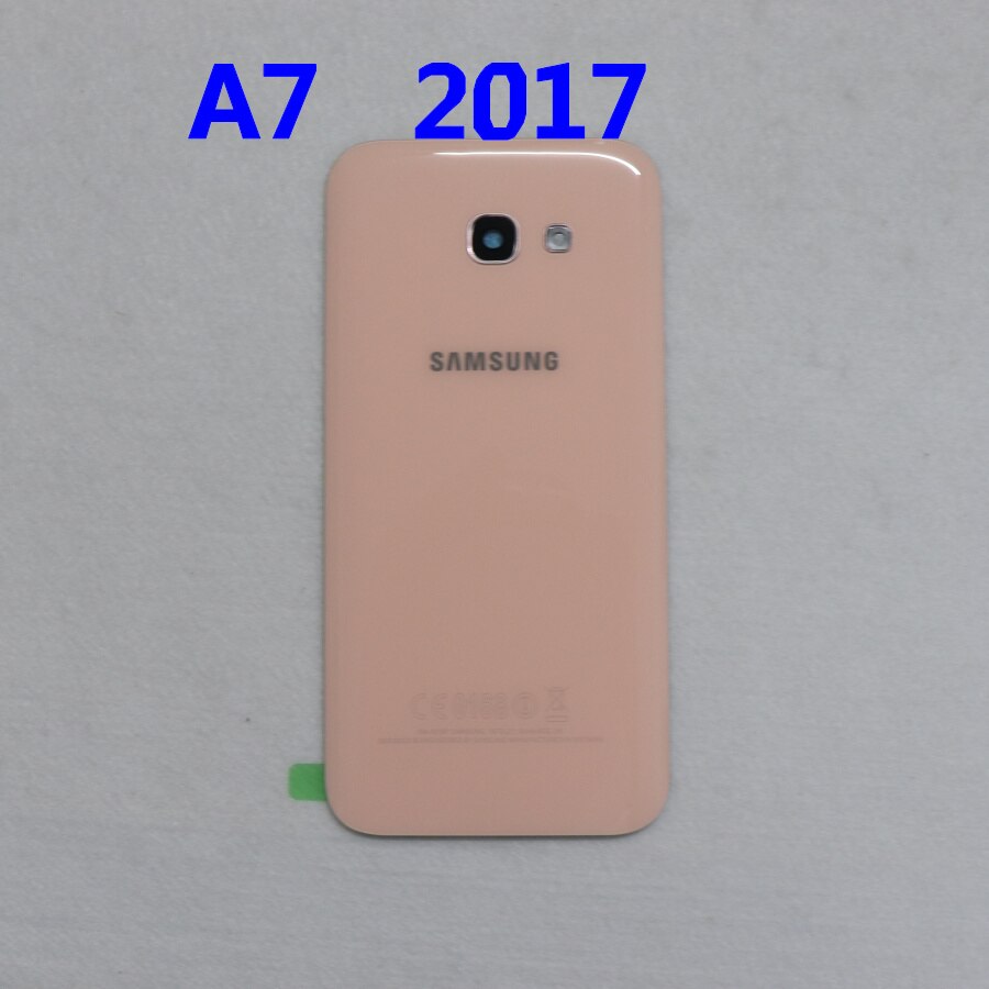 Back Glass For SAMSUNG Galaxy A3/A5/A7 A320 A520 A720 A320F A520F Back Battery Cover Rear Door Housing Case Replacement: A7 2017  pink