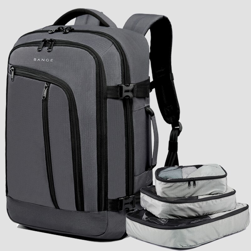 Reizen Overnachting Rugzak, 45L Faa Vlucht Goedgekeurd Weekender Bag Carry Op Rugzak Groene Rugzak Met 3 Cubes: BG1916gray