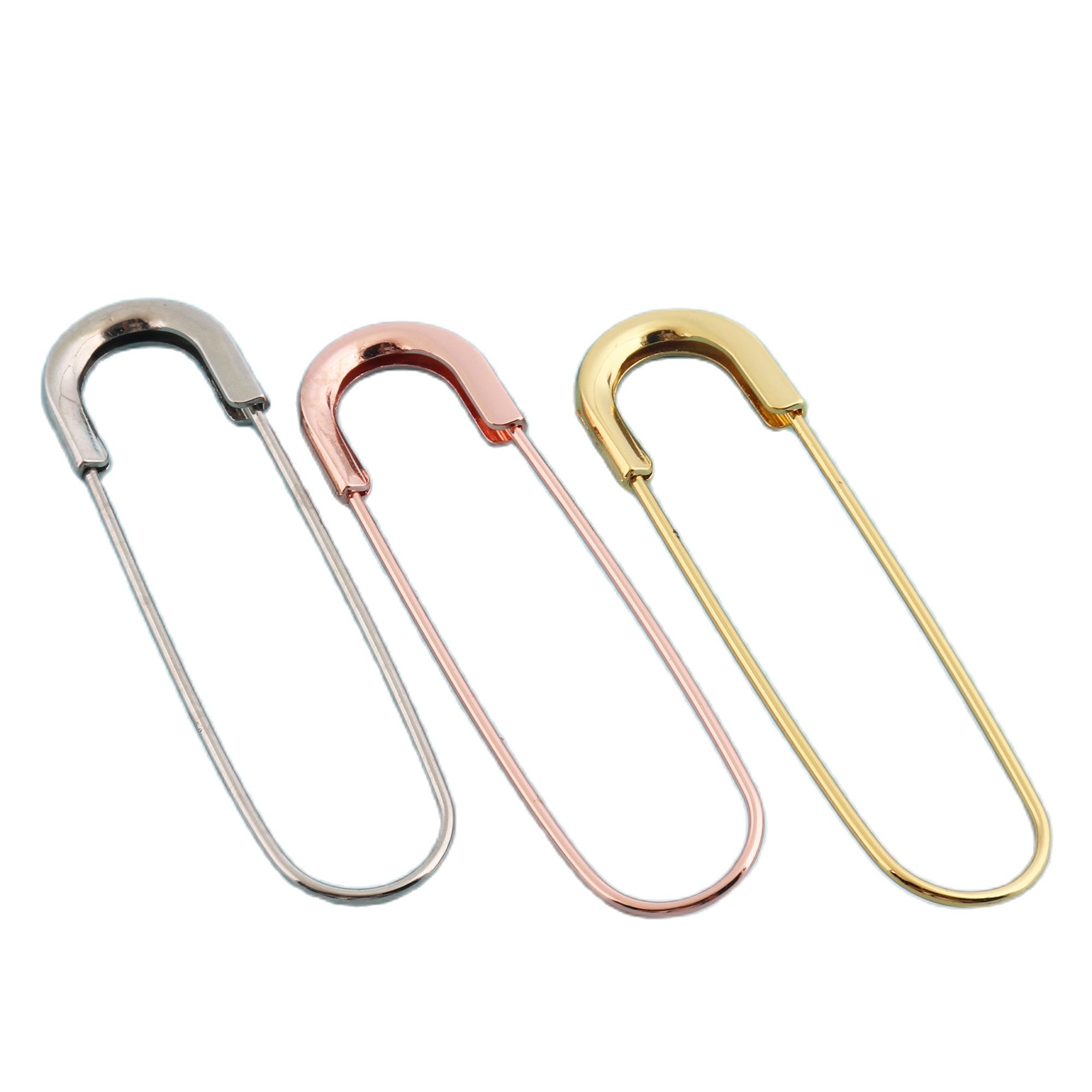 10 Uds 80*21mm gran encantador alfileres de seguridad Rosa oro Metal hallazgos broches de seguridad alfiler DIY accesorio de herramientas de costura