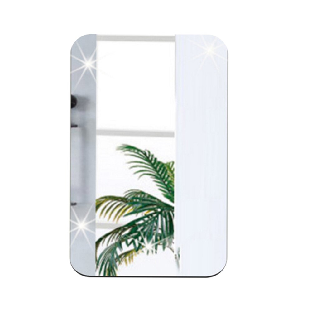 Autocollant mural effet miroir 3D | Décoration de fond ovale Rectangle amovible pour la maison et la: rectangle silver