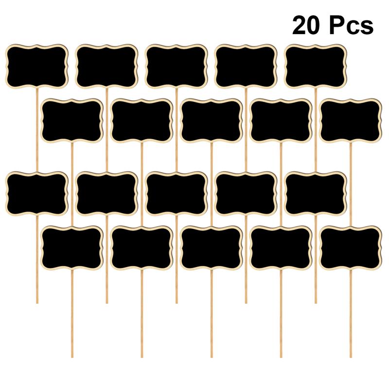 20 pièces tableau noir Toppers en bois tableau d'affichage tableau noir signes plantes de jardin étiquettes marqueurs de jardin étiquette: B