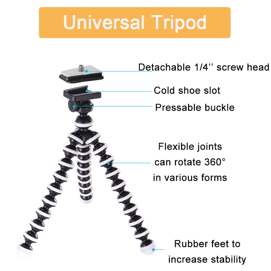 Jumpflash Vlog Selfie Flexible Tripod with Remote Control Microphone LED Light Holder for Smartphone & Motion Camera Tripod