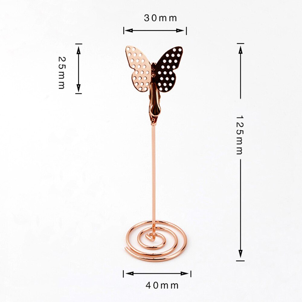 10 Pcs Goldene Schmetterling Herz Form Schreibtisch Notizen Ordner Herz Form Clips Hochzeit Gefälligkeiten Platz-kartenhalter Tisch Foto Clips: 10pc Rose gold