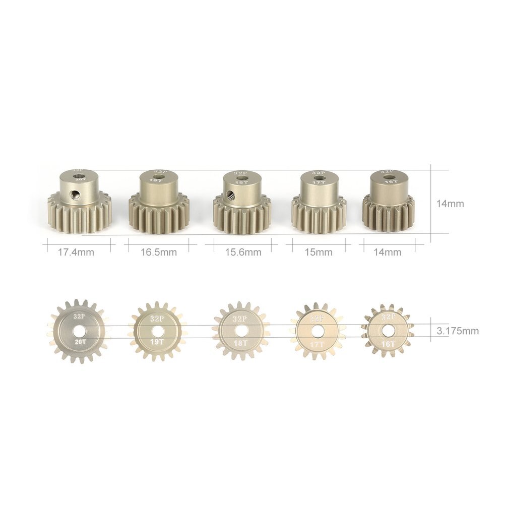 32DP 3.175mm 16T 17T 18T 19T 20T Pinion Motor Gear Set for 1/10 RC Car Brushed Brushless Motor