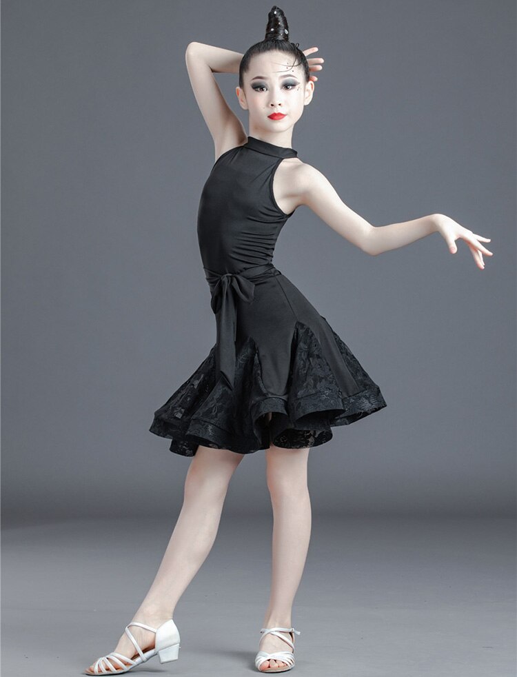 Girl Latin Dance Dress Children Lace Tassels Dress Kids Dresses For Girls Latin Training Tango Performance Clothes Cha Cha