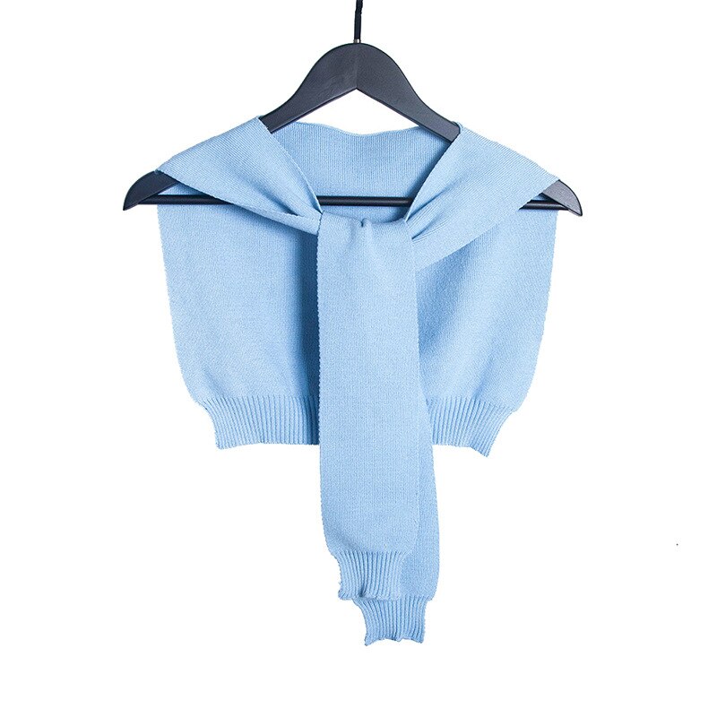 Automne hiver femmes noué faux col châle filles tricoté couleur unie petite Cape chauffe épaules écharpe en cachemire: Rouge