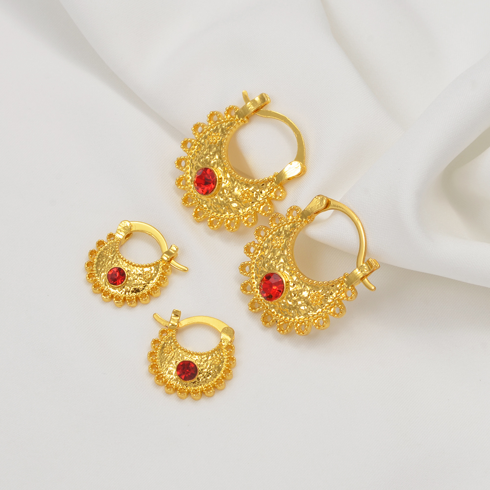 Anniyo 2.2CM/1.5CM Piccoli orecchini con strass Etiope eritrea Gioielli africani Donne Ragazze # 160916