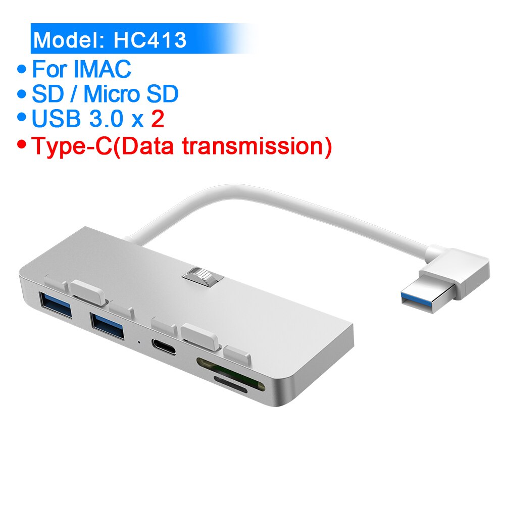 Aluminum alloy usb 3.0 hub 3 port adapter splitter with SD/TF Card Reader for iMac 21.5 27 PRO Slim Unibody computer: HC413