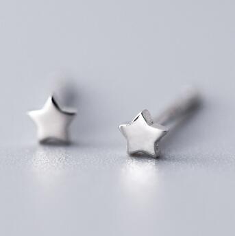 MloveAcc Authentic 925 Sterling Silver Exquisite Star Cross Heart Round Stud Earrings for Women Sterling Silver Jewelry: Silver Star