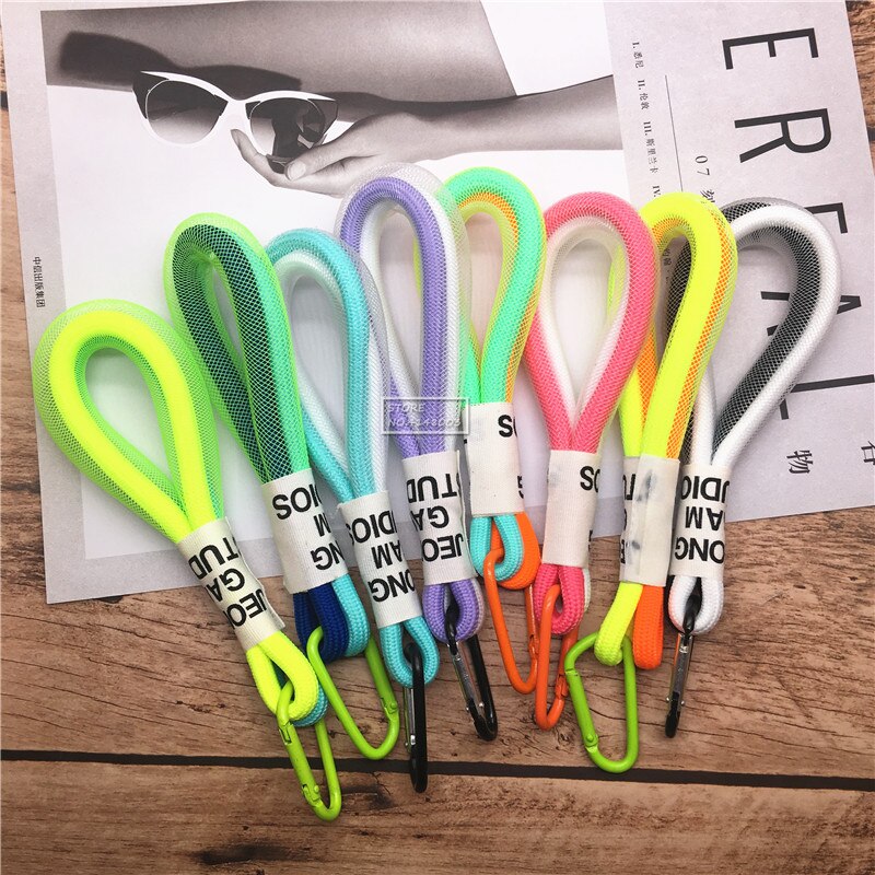 Llavero fluorescente con cordón para llaves, correa de cuello corto para llaves de coche, bolso para niños, colgante, para amigos