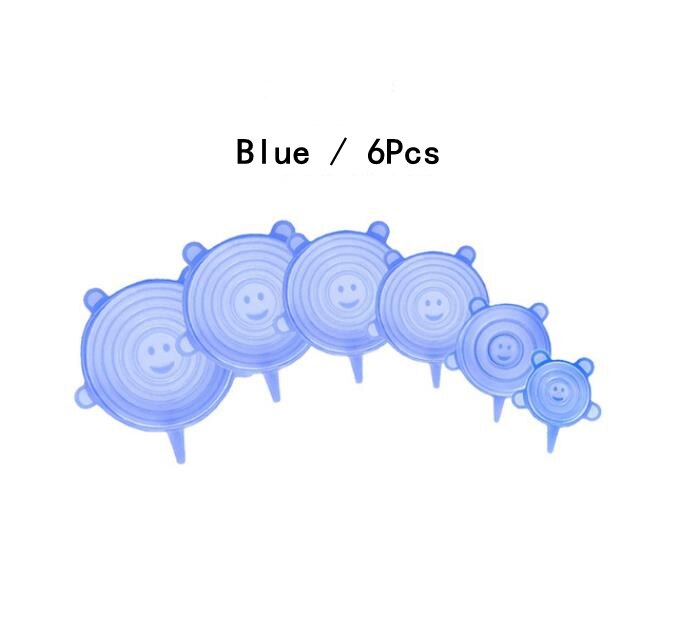 Multifunction Silicone Cover Stretch Lids Reusable Airtight Food Wrap Keeping Fresh Seal Bowl Stretchy Wrap Kitchen Cookware: Blue