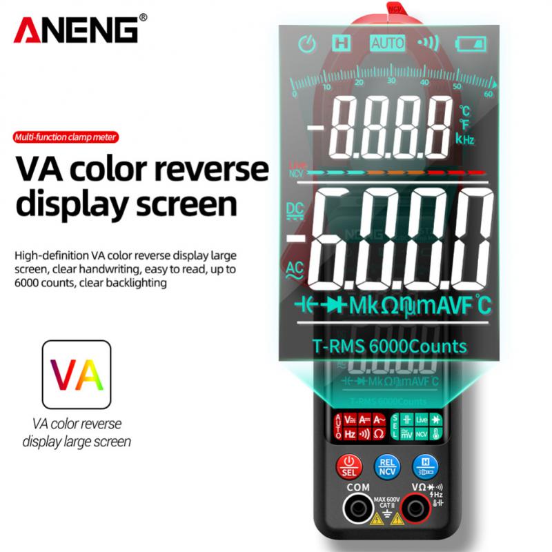 ANENG ST212 DC/AC Current Digital Clamp Meter 6000 Counts 400A Amp Multimeter Large Color Screen Voltage Tester Car Hz NCV Ohm
