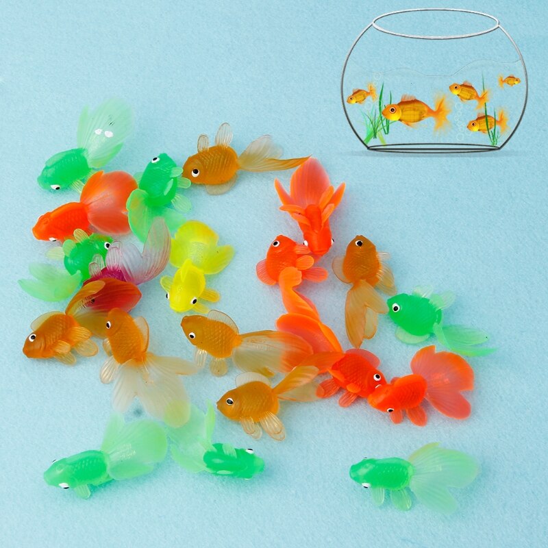 20 stücke Gummi Simulation Kleine Goldfisch Gold Fisch freundlicher Spielzeug Dekoration Schlecht Spielzeug