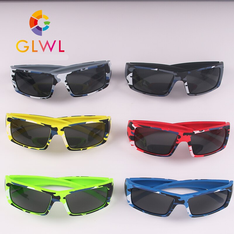 Farbige Sonnenbrille Für freundlicher Tarnung freundlicher Brillen Jungen Platz Baby Schattierungen Schwarz Linsen UV 400 Sport Brillen Heißer