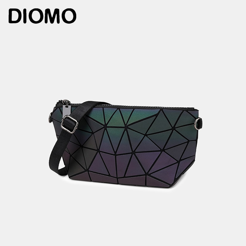 Diomo dame geometrisk håndtaske lysende crossbody taske med 2 skulderstropper til kvinder multifarvet valgfri messenger bag