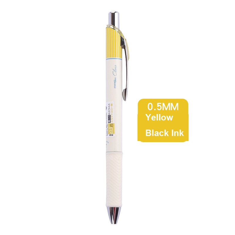 Pentel Energel Gel ink Needle Tip Pens 0.5 mm Bln75 Retractable Fine Line Liquid Quick Drying Smooth Writing Black Ink School: BLN75L Yellow
