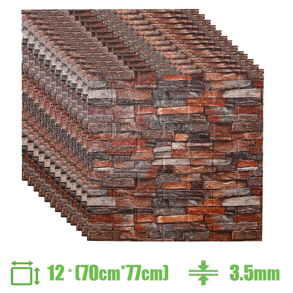 3D Wall Stickers Imitation Brick Bedroom Decor Panel Self-adhesive Wallpaper for Living Room Kitchen TV Backdrop Home Decoration: Red