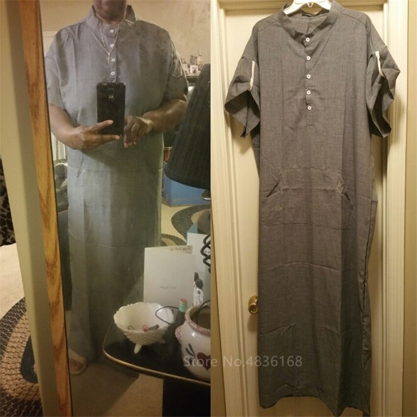 Islamitische Kleding Mannen Moslim Thobe Ramadan Mode Arabische Pakistan Saudi Arabië Abaya Dubai Korte Mouwen Kleding Kaftan Jubba