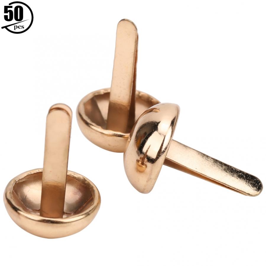 Remache en forma de seta de aleación de Zinc, decoración artesanal de 15MM, remaches de tuerca para bolsa, zapatos, sombrero, accesorios de ropa, 50 Uds.: Dorado