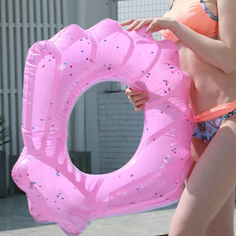 Inflatable Sequin Shell Swimming Floats Swim Ring Summer Out Pool Toy Thicken Swimming Tube for Adults Float Activity