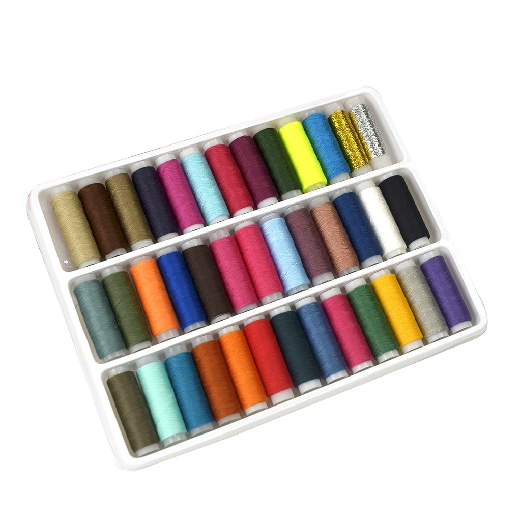 39 Color Set Small roll household Sewing Threads Spools hand stitching embroidery thread clothes bedding sew tools #25