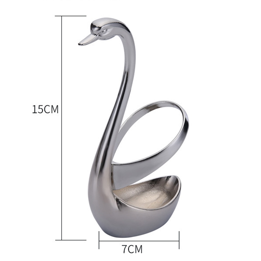 Fruktgaffel og skje i rustfritt stål svanebunn kaffe teskje bestikksett med 3 stk gaffel 3 stk skje