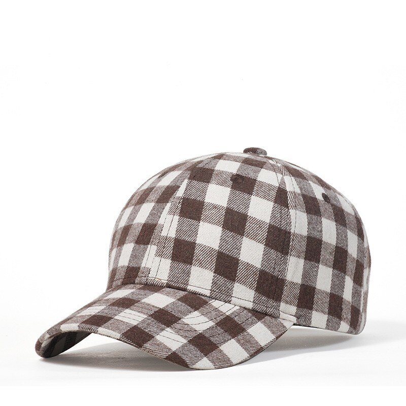 Casual Plaid Print Baseball Cap Soft Cotton Blend Checked Print Outdoor Hat Cap Adjustable Snapback Baseball Cap: C01