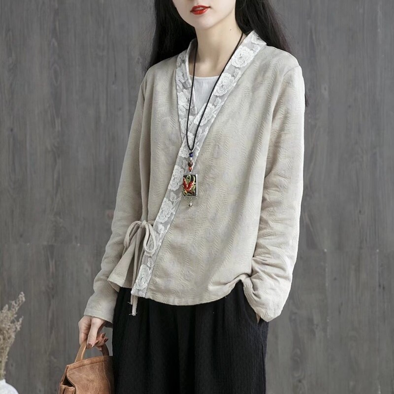 Woman Traditional Chinese Clothing Top Retro Cotton Hanfu Top Women Tops Oriental Tang Suit Chinese Blouse 11546: 4