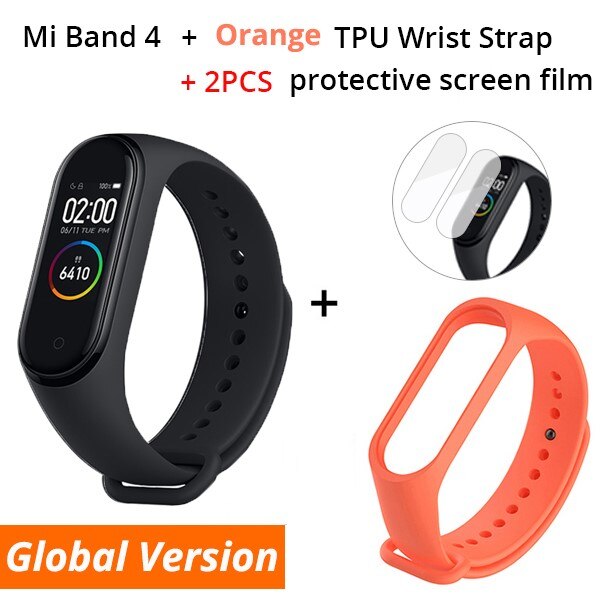 Originale Xiao mi mi fascia 4 Globale versione Di Smart braccialetto 3 Di colore schermo AMOLED mi FASCIA 4 Fitness Traker Bluetooth smartband: GL n Orange Strap