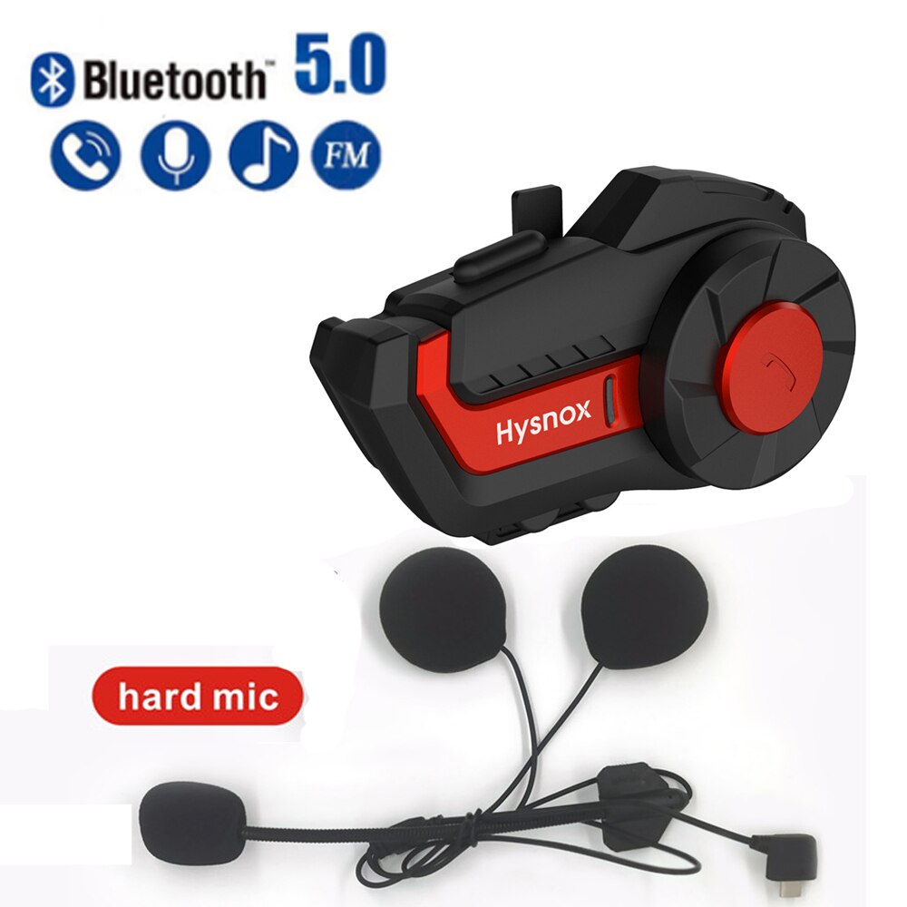 Zestaw słuchawkowy Bluetooth 5.0 kask interkom motocyklowy dla 2 osób rozmowa uniwersalny parowanie wodoodporny interkom zestaw słuchawkowy FM radio: 1szt Hard