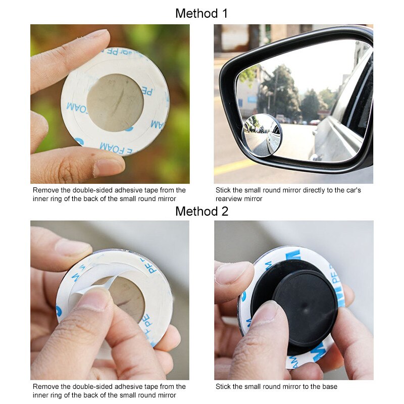 2 Pcs Car Mirror Vehicle Driver Wide Blind Spot Mirror Angle Round Convex Mirror Blind Spot Auto RearView Car Accessories