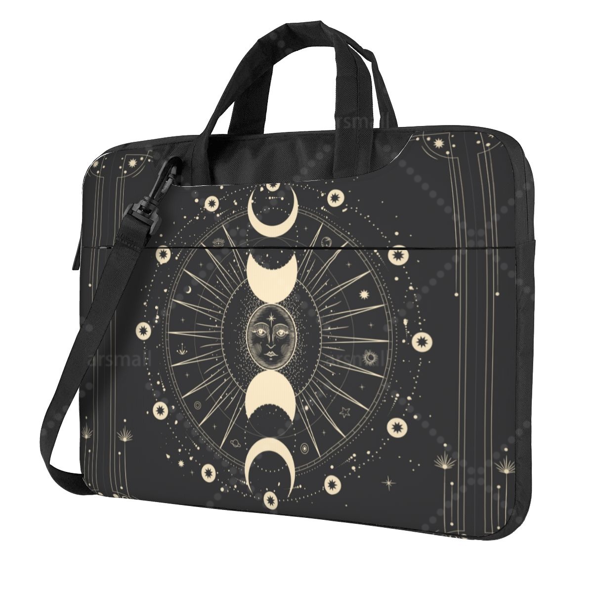 Sun And Moon Psychedelic Laptop Shoulder Bag Compatible with 13/14/15.6 Inches Laptop Netbook PC Cover Pouch: M / black