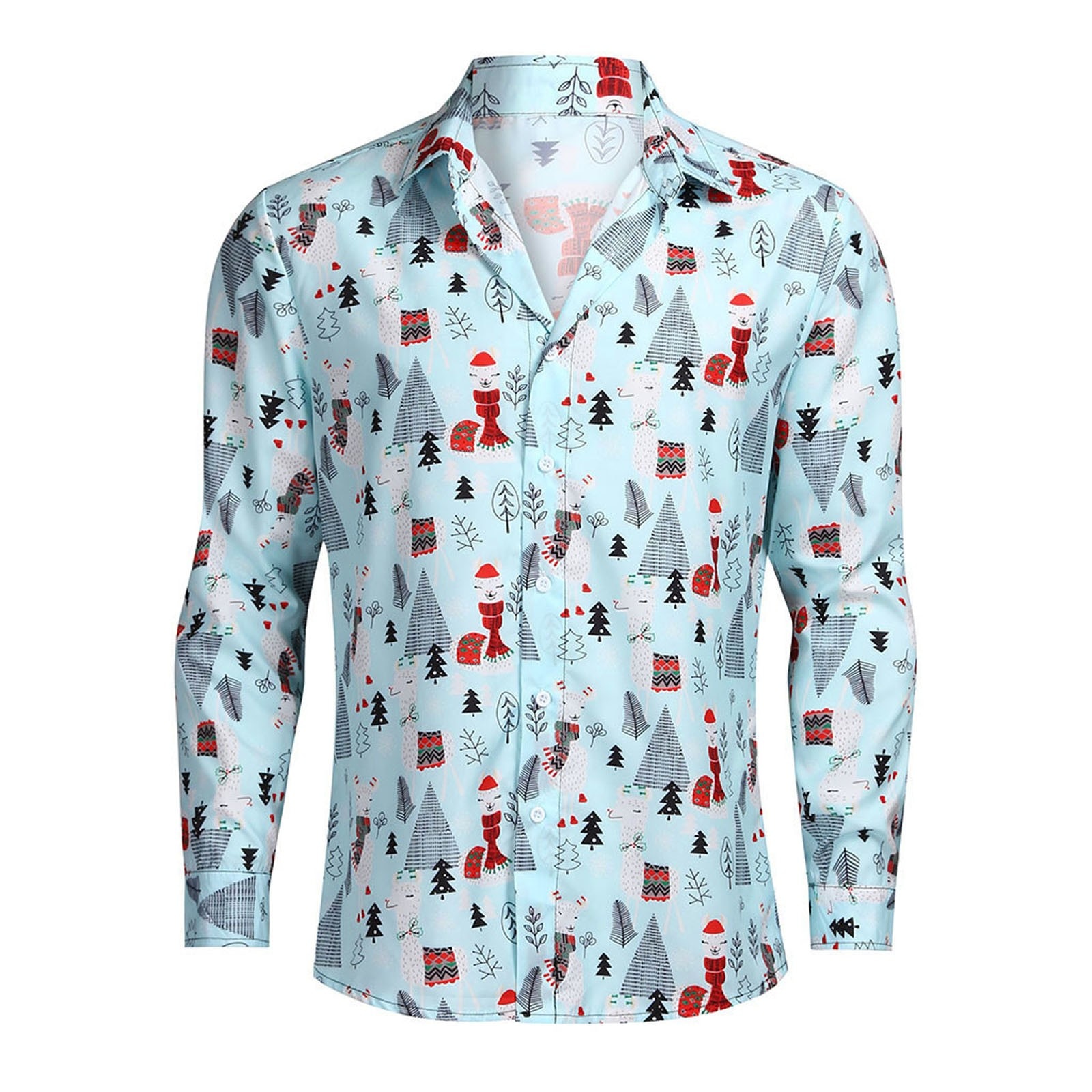40 # Kerst Harajuku Shirt Heren Lange Mouwen Shirts Man Hip Hop Shirt Streetwear Harajuku Party Dress Shirt Blouse Tops chemise