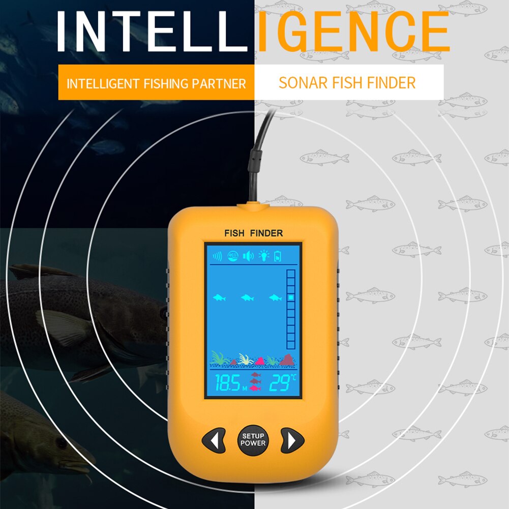 Sonar portátil de 100M para pesca en Lago, buscador de profundidad de mano, equipo de pesca con transductor de Sonar, pantalla LCD