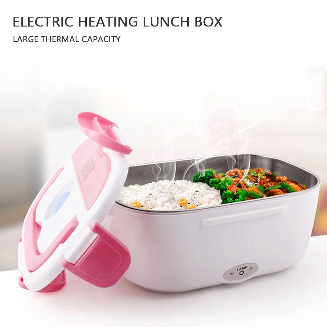 12V 110V 220V Electric Heated Lunch Box Portable 2 in 1 Car& Home US Plug/EU Plug Bento Boxes Stainless Steel Food Container