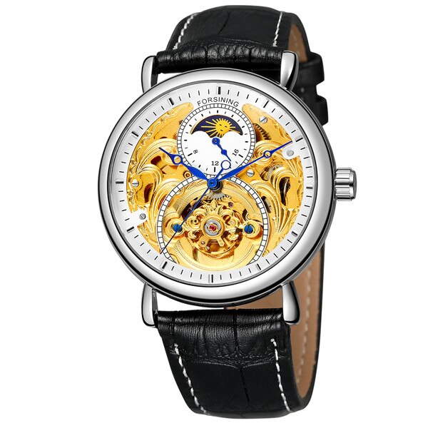 Forsining Luxe Skeleton Klok Man Moon Phase Mode Blauwe Handen Waterdicht Mannen Automatische Horloges Top Luxe: Type 6