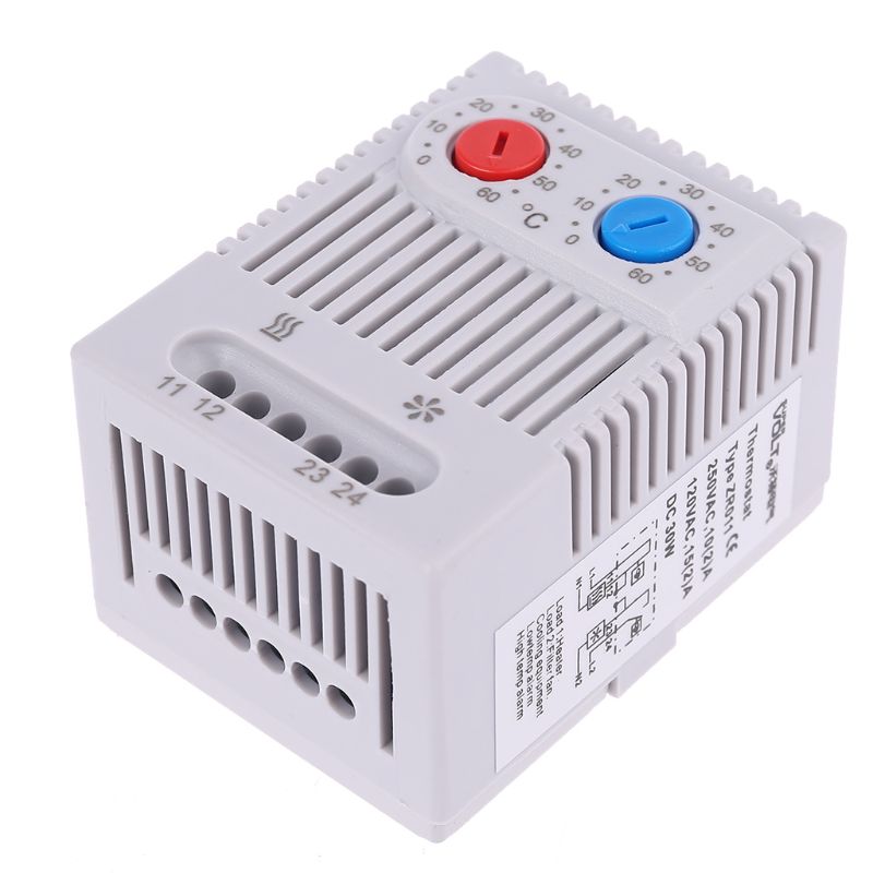 Small compact adjustable temperature controller ZR011 dual thermostat connecting heater fan for cabinet ZR 011