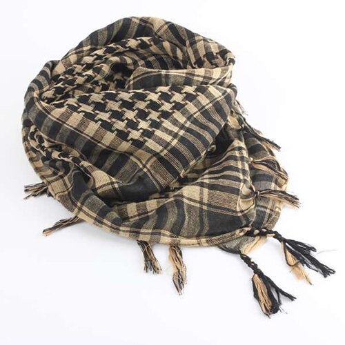 Unisex sjaal lichtgewicht geruit kwastje arabische woestijn shemagh keffiyeh sjaal wikkel pashmina geruit patroon groot warm keeper herfst: Khaki