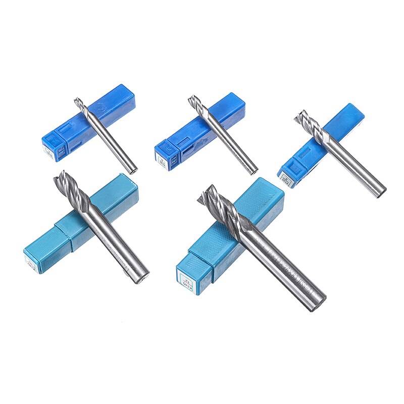 5 st 4 flöjt raka änden skaft ändfräs set hss cnc fräs för trä metall aluminium skärverktyg 4/6/8/10/12mm