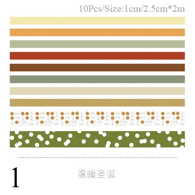 10Pcs/Set Decorative Adhesive Tape Kawaii Masking Tape Cute Grid Washi Tape Set For Kids DIY Scrapbooking Diary Photos Albums: 1