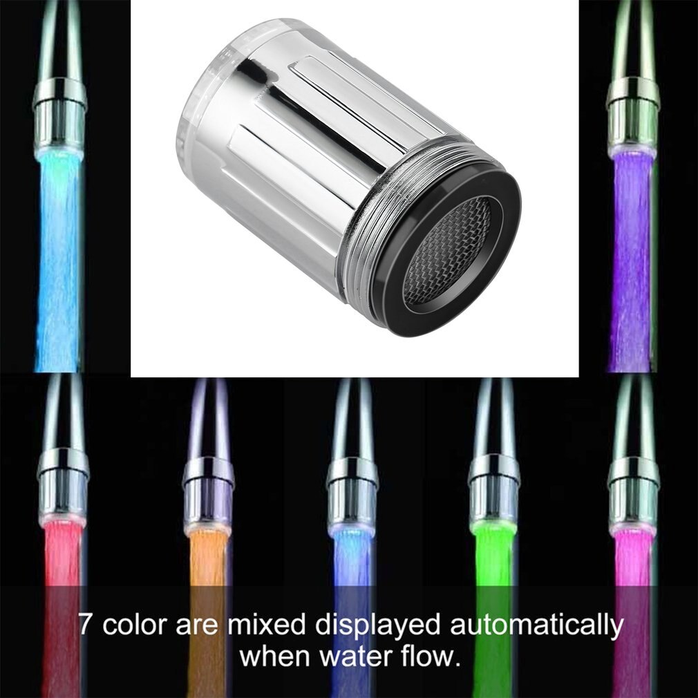 LED Temperature Sensitive 3-Color Light-up Faucet Kitchen Bathroom Glow Water Saving Faucet Aerator Tap Nozzle Shower LED Faucet: 7 Color
