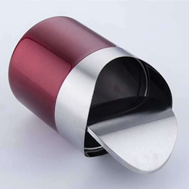 4 Colors Stainless Steel Mini Car Rubbish Bin Detachable Rolling Cover Dust Trash Bin Desktop Trash Bin Home Office Trash Can: red