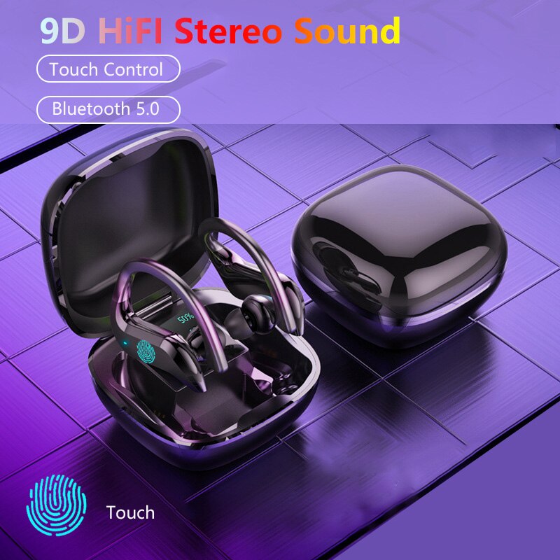 Bluetooth Oortelefoon Draadloze Hoofdtelefoon Stereo Sport Waterdichte Oordopjes Touch Control Headsets Met High-Definition Microfoon
