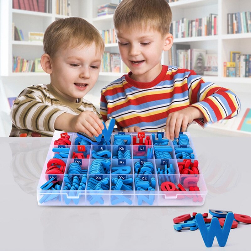 Kit de letras del alfabeto magnético 216 Uds con tablero magnético ABC mayúscula y minúscula para niños herramienta de aprendizaje ortográfico