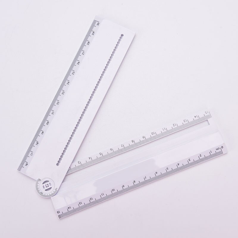 Transparent Rectangle Ruler Protractor Student Stationery Drawing Tool Supplies