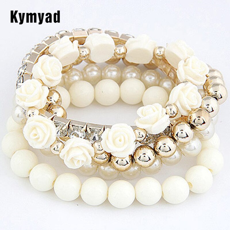 Kymyad – bracelet élastique pour femme, Bijoux d&#39;été, perles, fleurs, Bracelets pour femme, Bracelets porte-bonheur