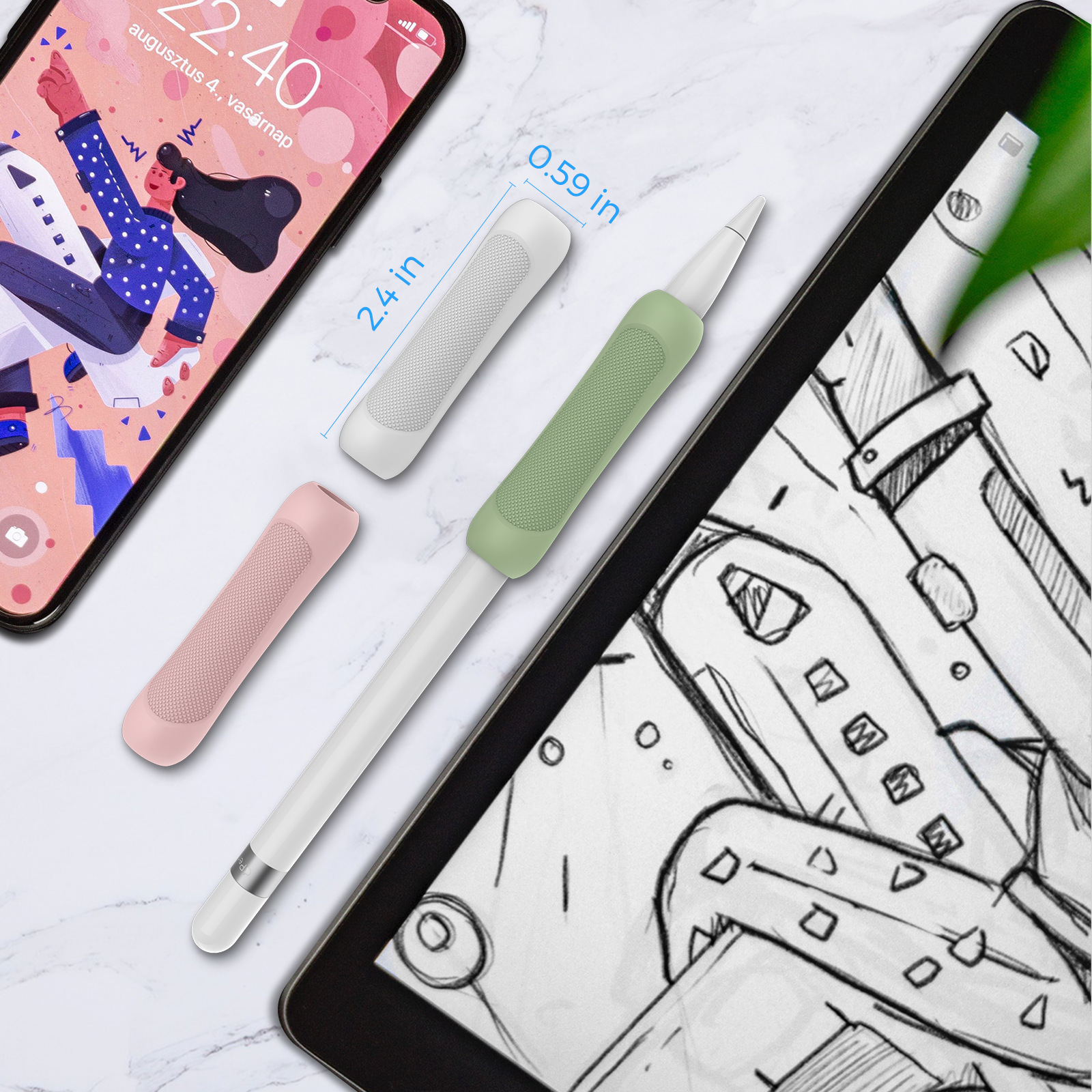 Antislip Pen Grip Beschermhoes Is Geschikt Voor Apple Stylus Apple Potlood 1/2 Generatie Siliconen Pen Grip Beschermende cover