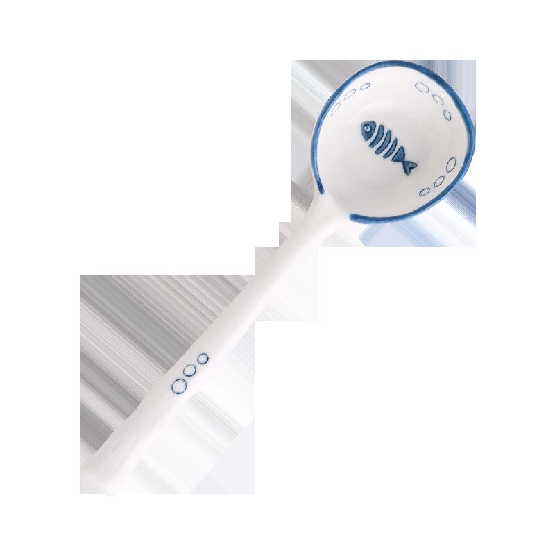 Japanese-style small soup spoon household hand-painted ceramic tableware spoon dessert spoon 1PC