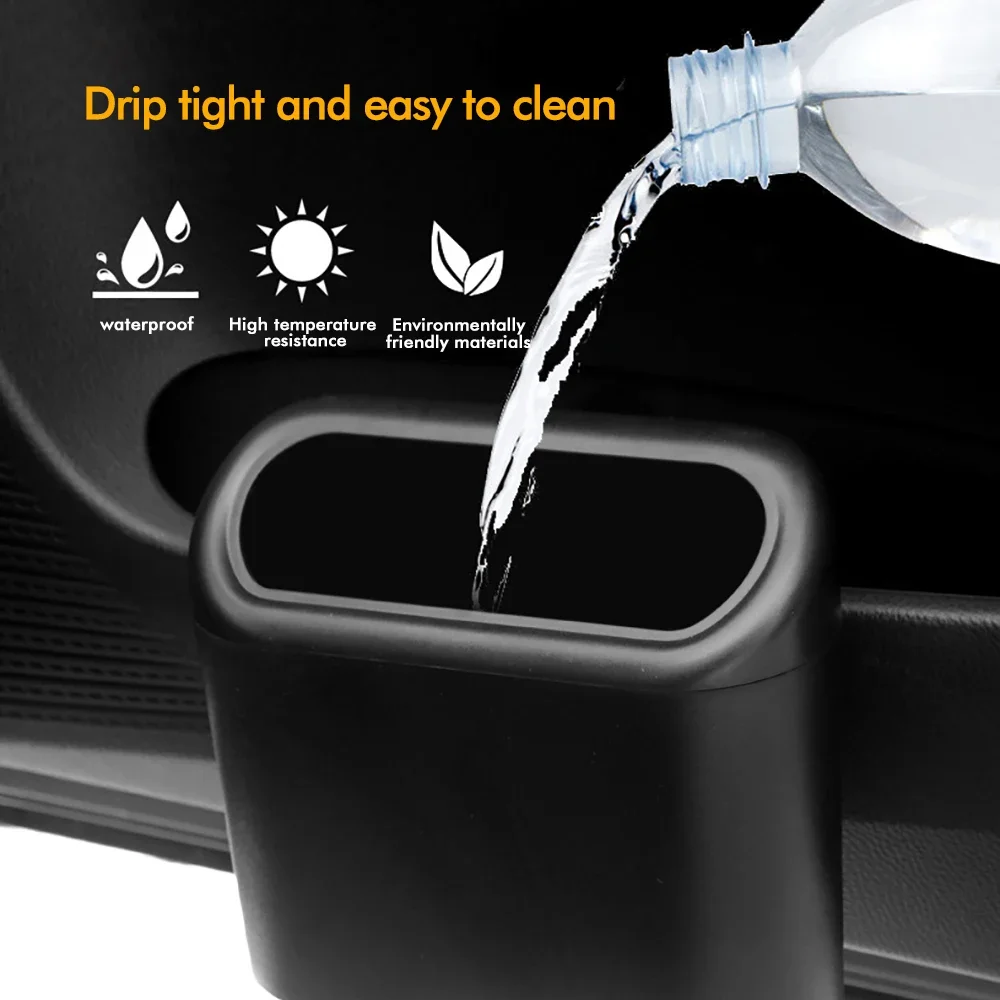 Cubo de basura para coche, cubo de basura colgante, caja de basura dura de presión ABS con tapa, organizador de fila trasera plegable multifuncional Universal